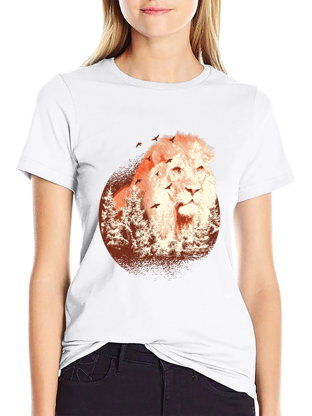 Lion Forest Graphic Black T-Shirt