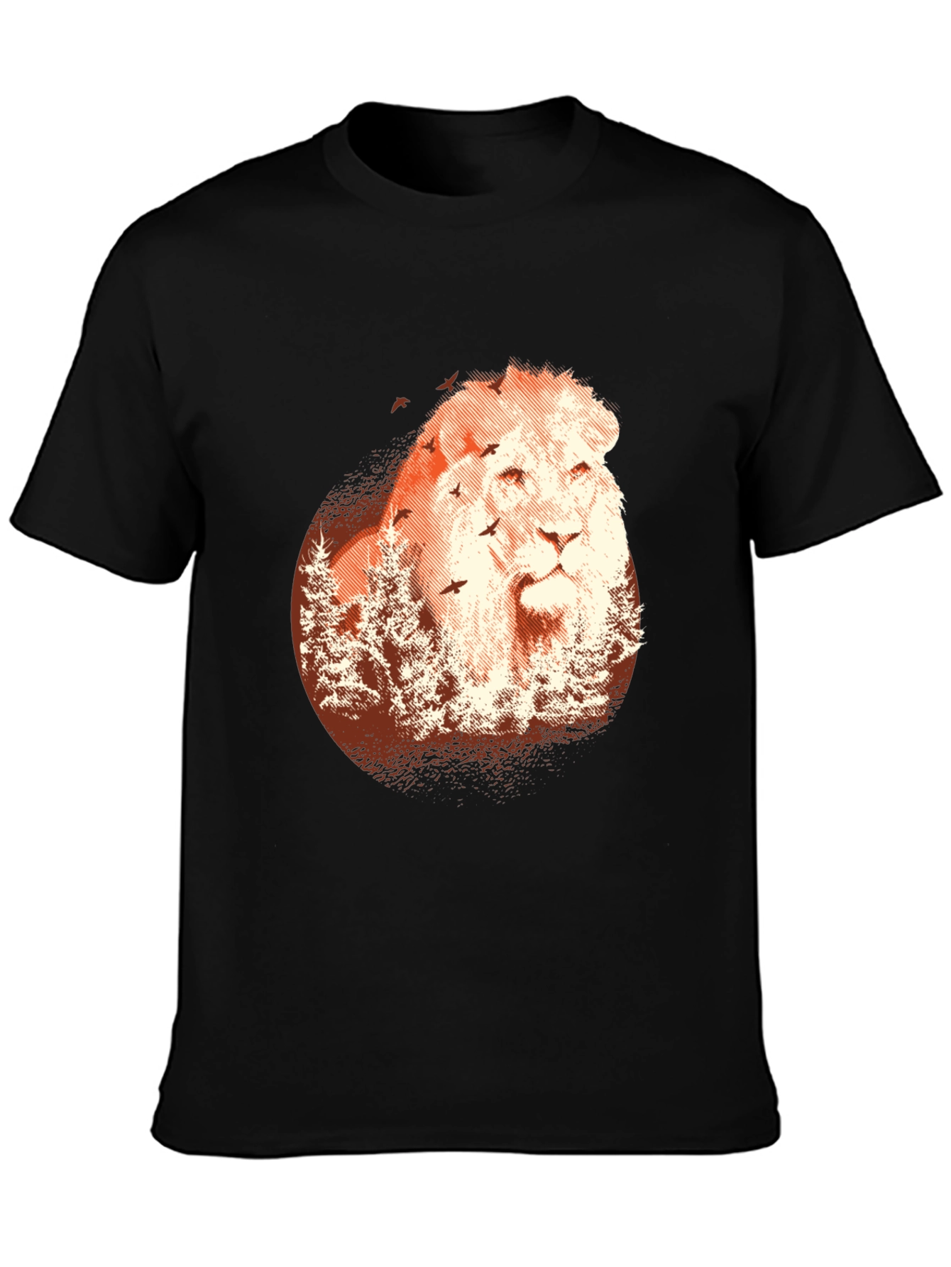 Lion Forest Graphic Black T-Shirt