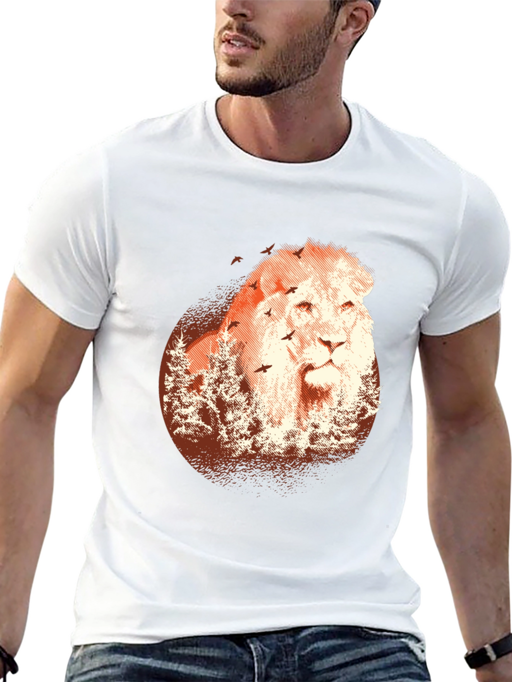 Lion Forest Graphic Black T-Shirt