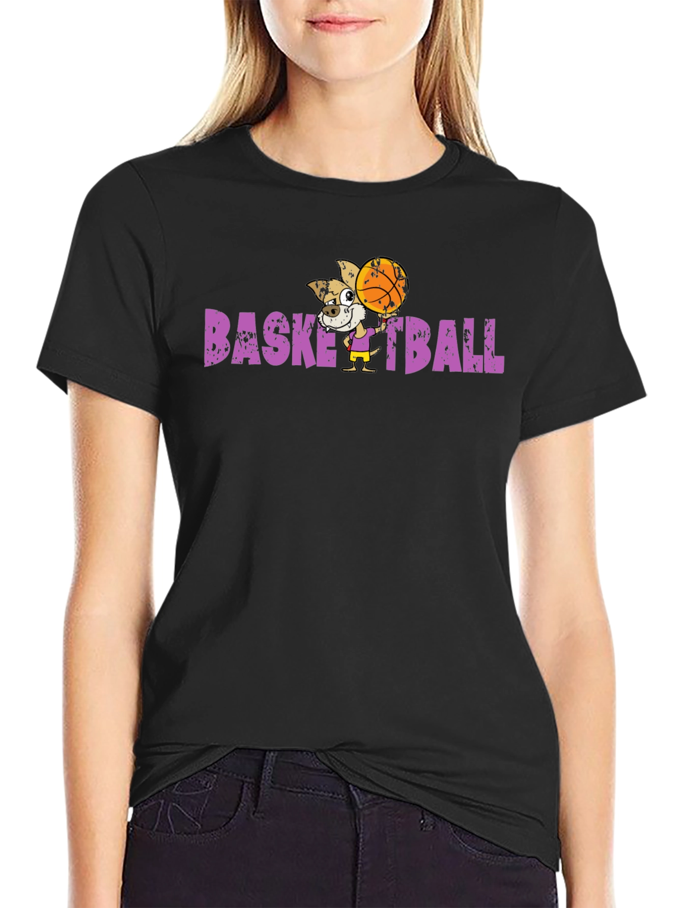 Basketball Bulldog T-Shirt - Novelty Graphic Tee