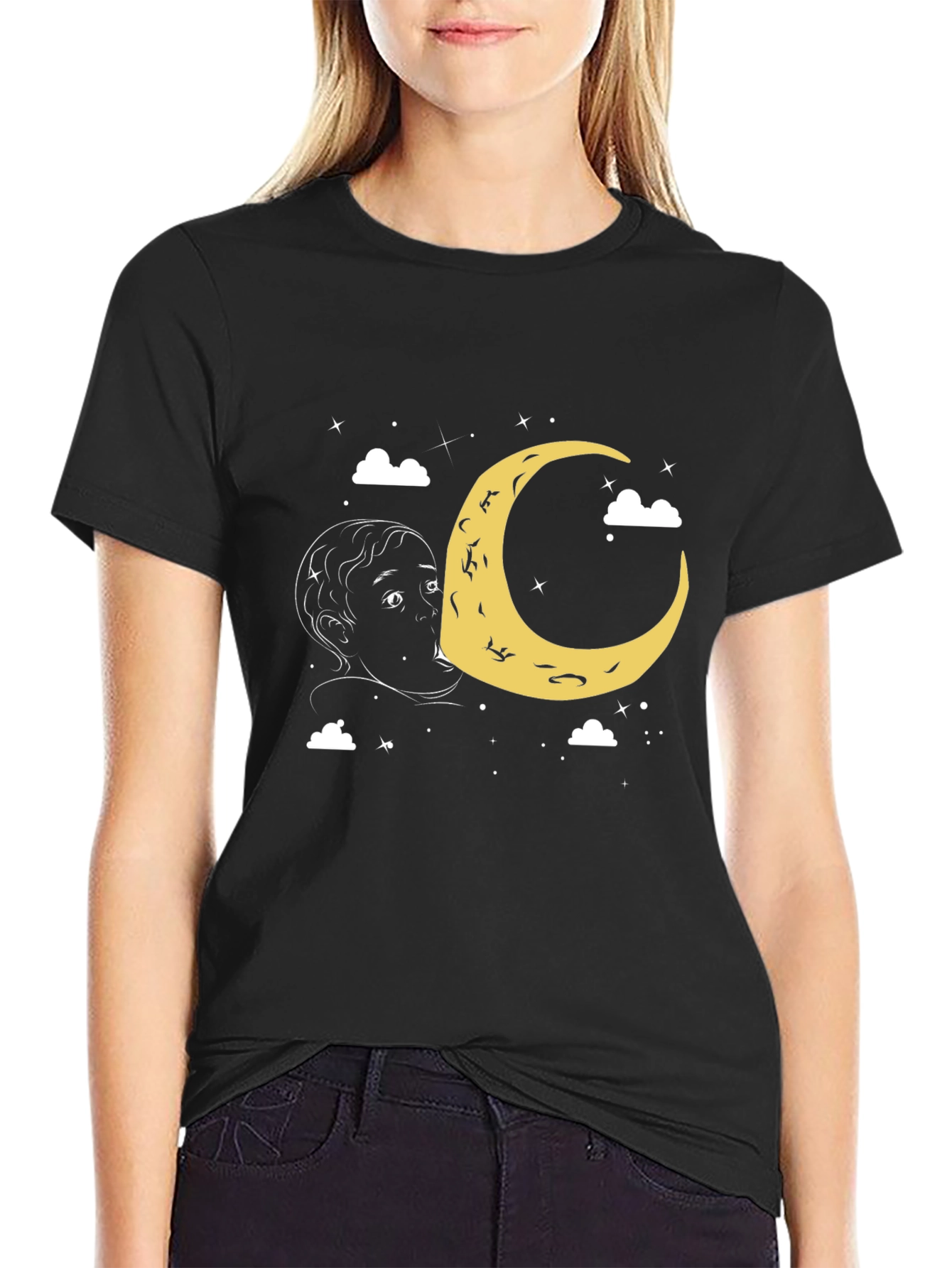 Moon Eater Graphic Tee - Black Cotton T-Shirt