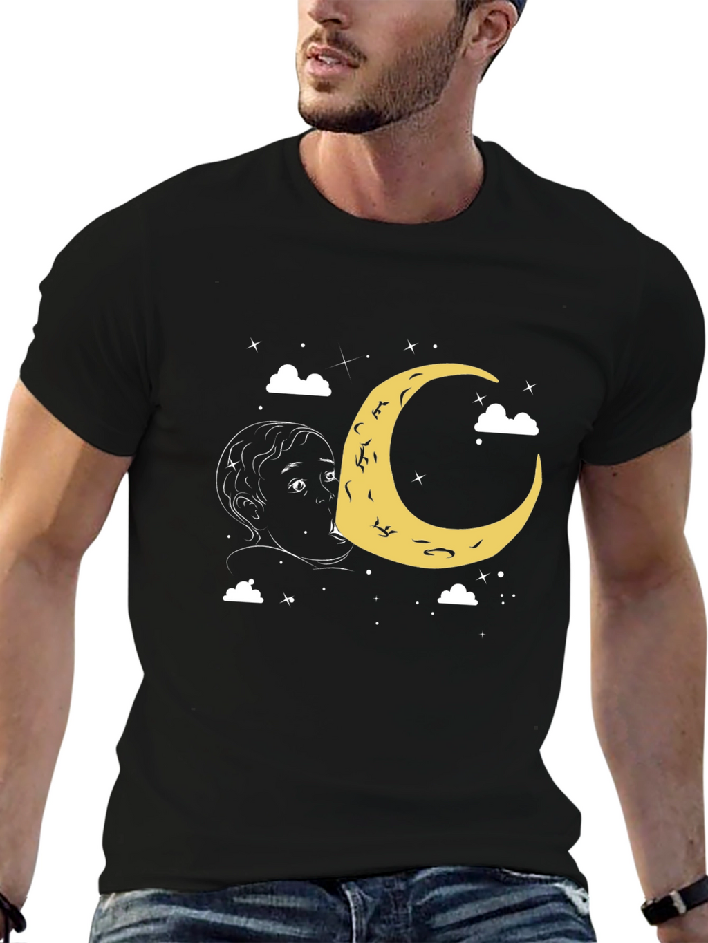 Moon Eater Graphic Tee - Black Cotton T-Shirt