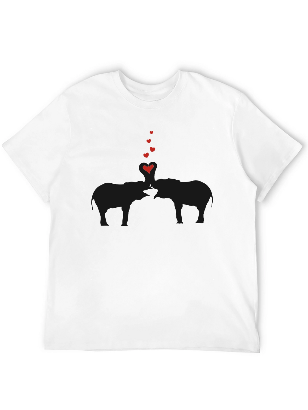 Elephant Love Tee - Soft Black Cotton Graphic T-Shirt