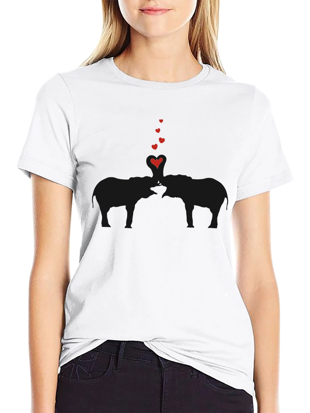 Elephant Love Tee - Soft Black Cotton Graphic T-Shirt