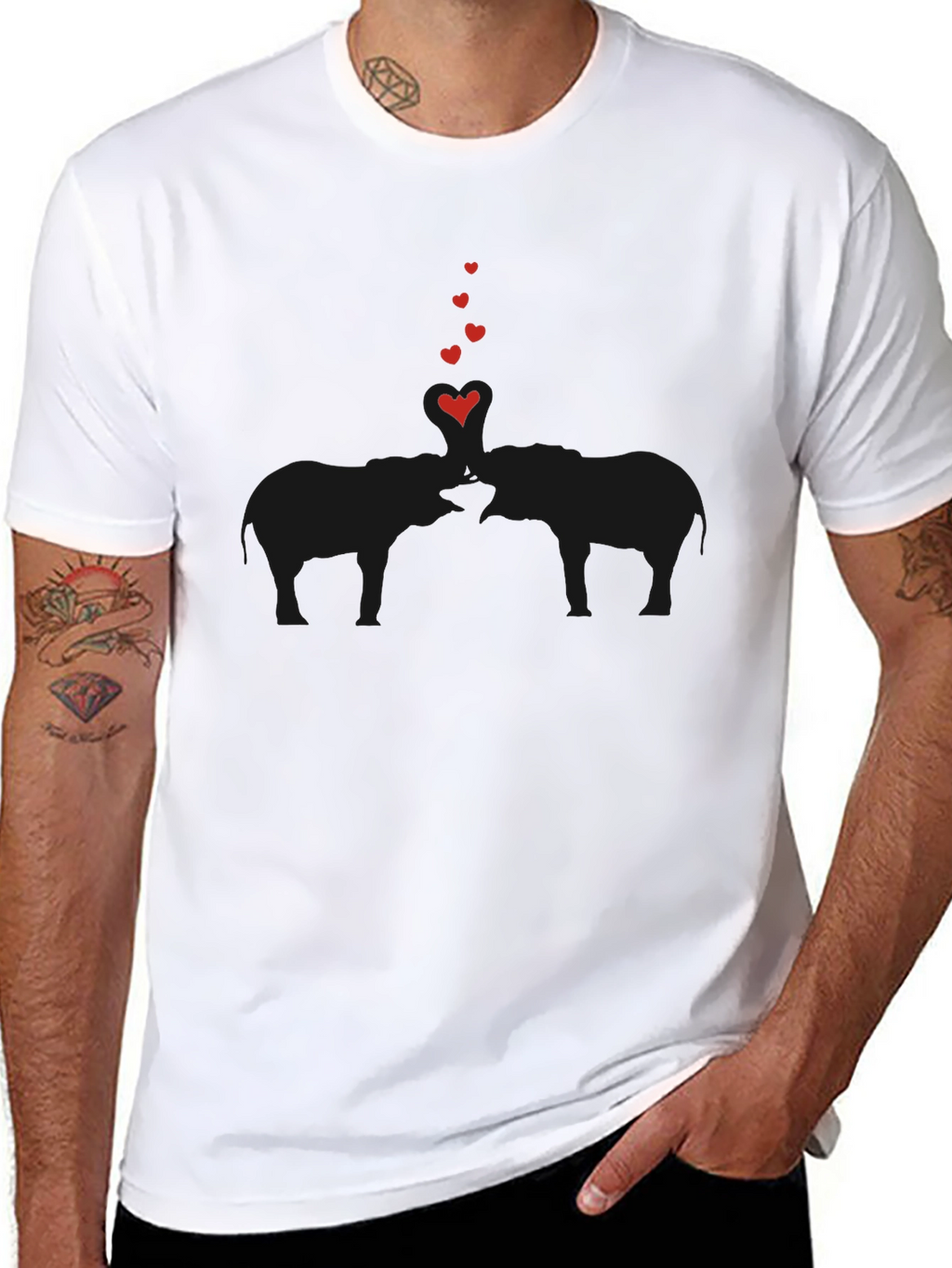 Elephant Love Tee - Soft Black Cotton Graphic T-Shirt