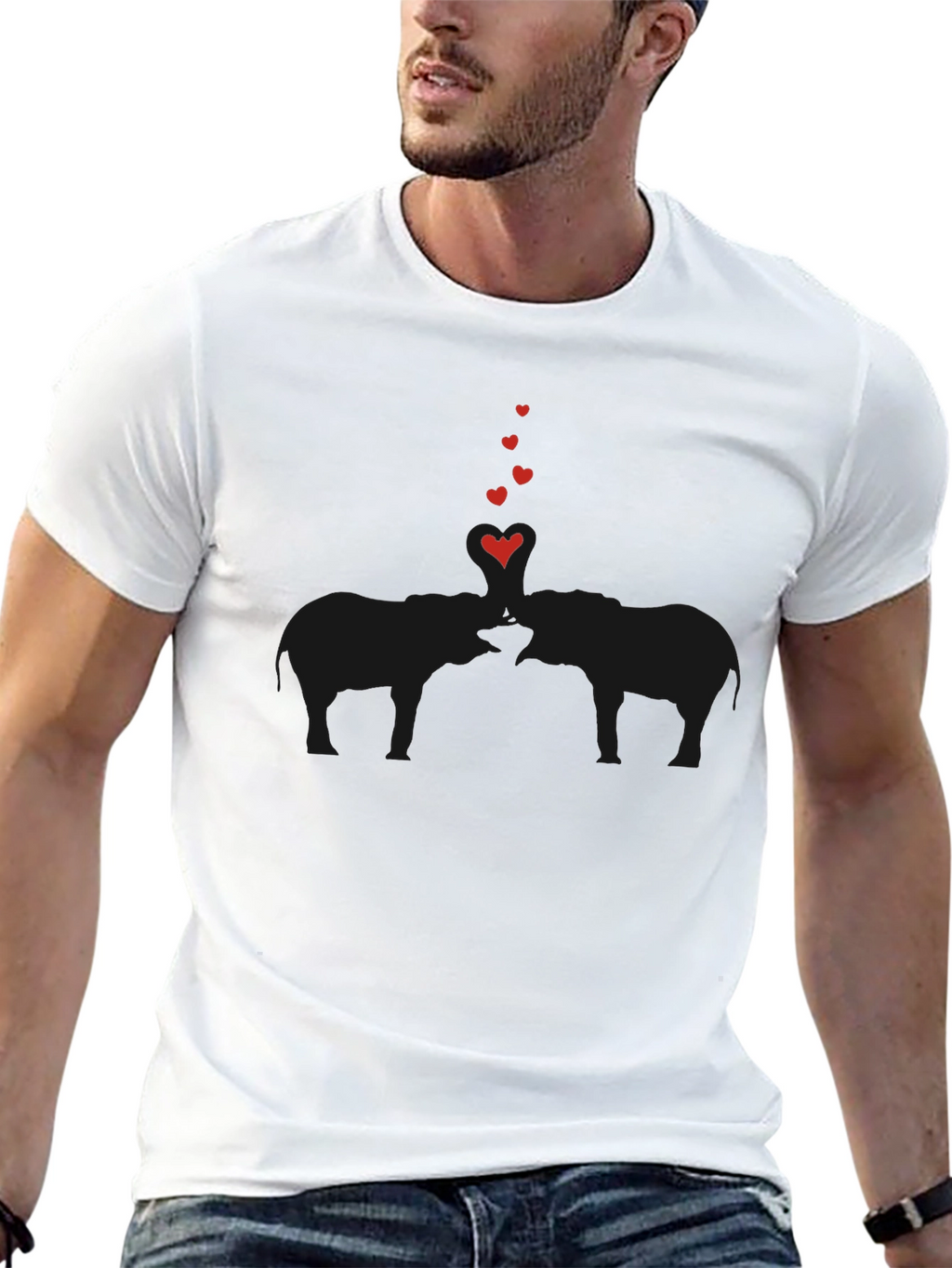 Elephant Love Tee - Soft Black Cotton Graphic T-Shirt
