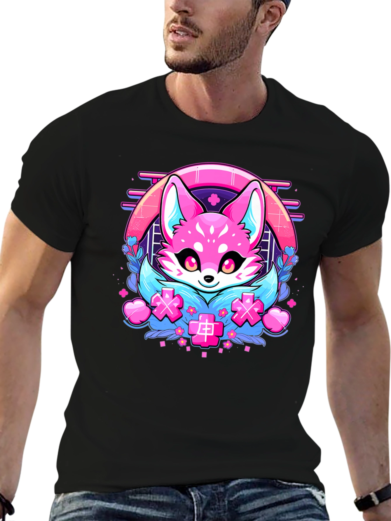 Kawaii Fox Graphic T-Shirt - Anime Style