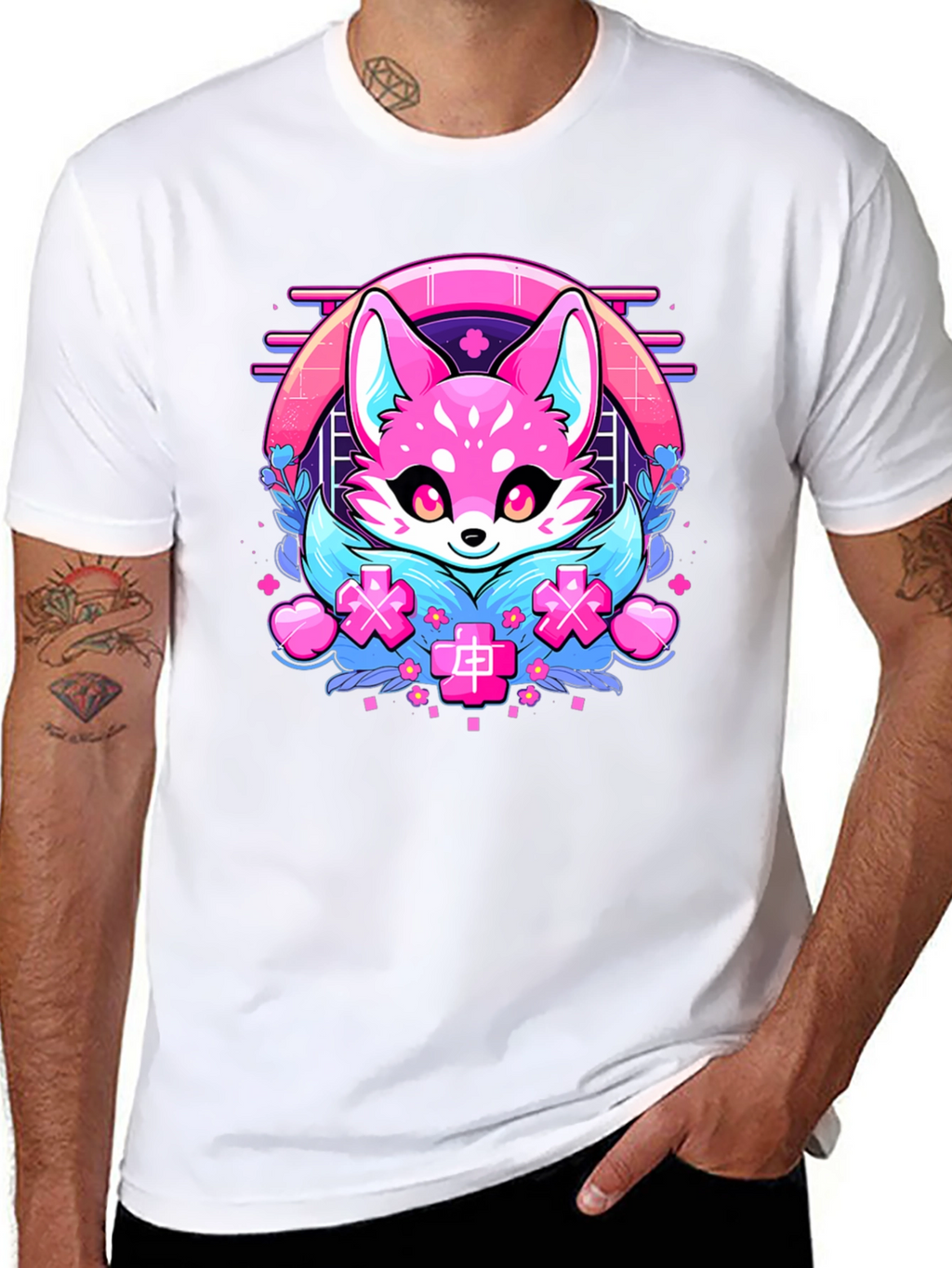 Kawaii Fox Graphic T-Shirt - Anime Style