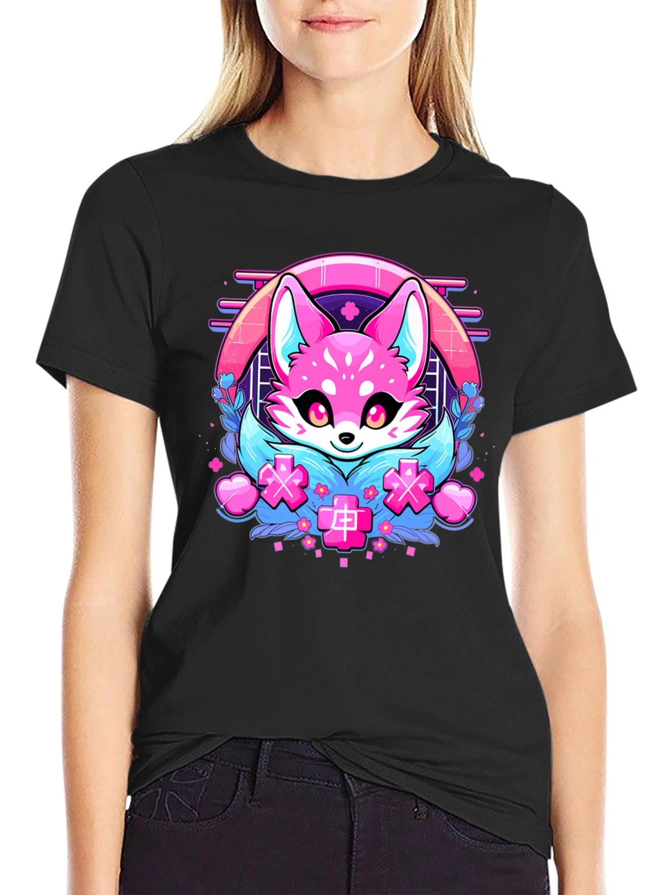 Kawaii Fox Graphic T-Shirt - Anime Style