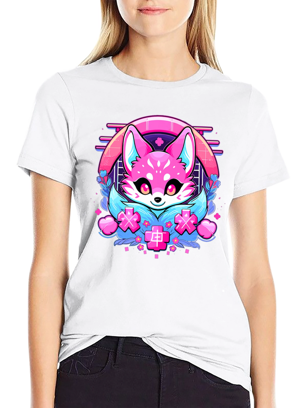 Kawaii Fox Graphic T-Shirt - Anime Style