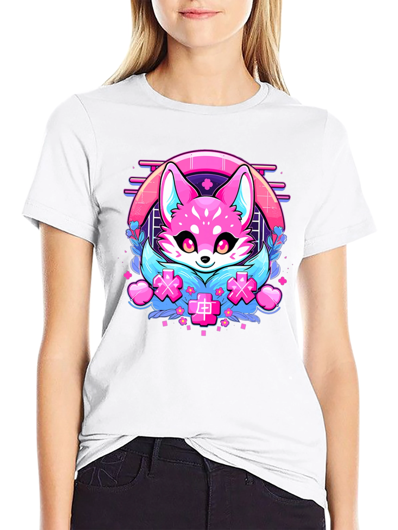 Kawaii Fox Graphic T-Shirt - Anime Style