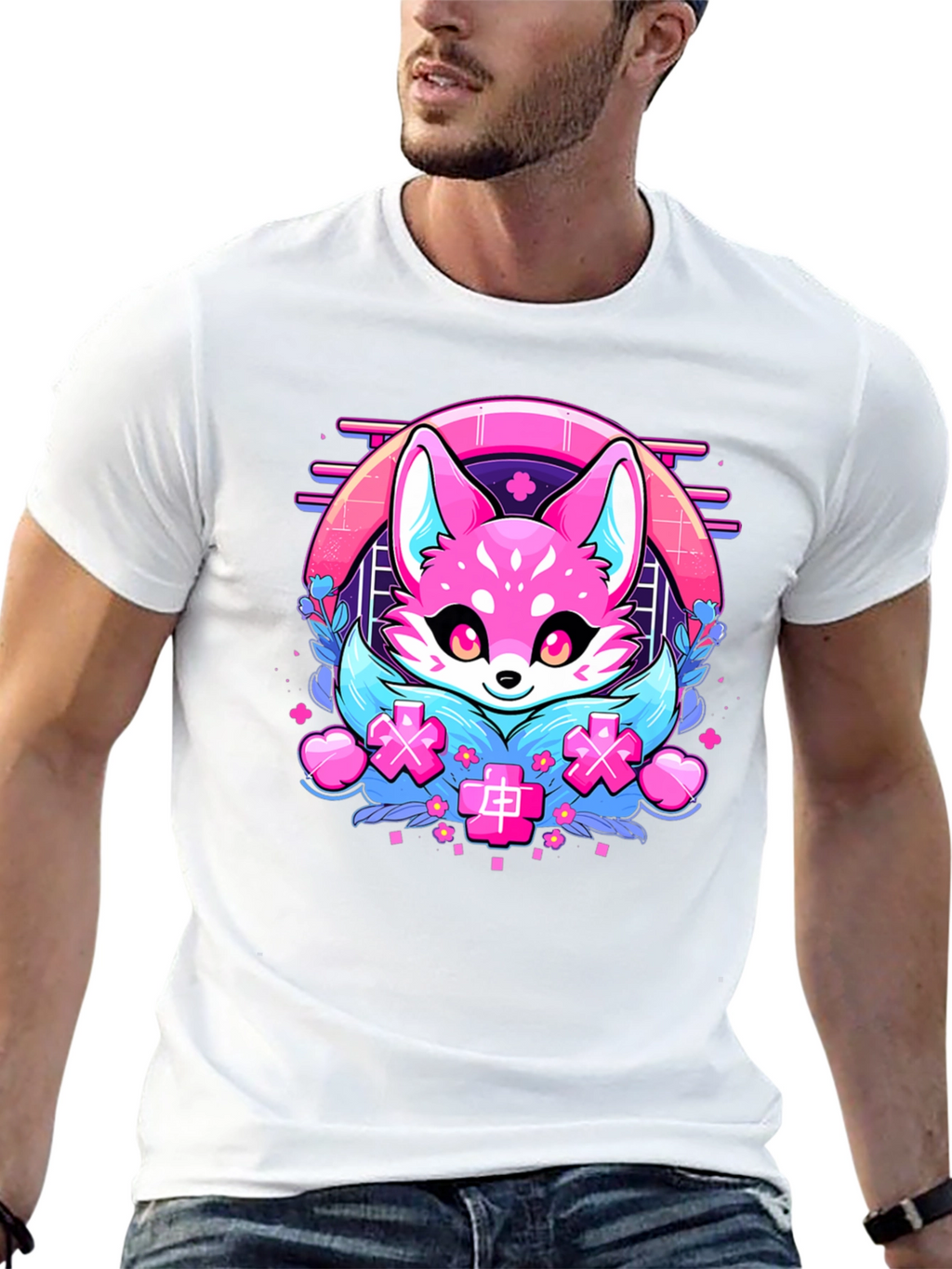 Kawaii Fox Graphic T-Shirt - Anime Style