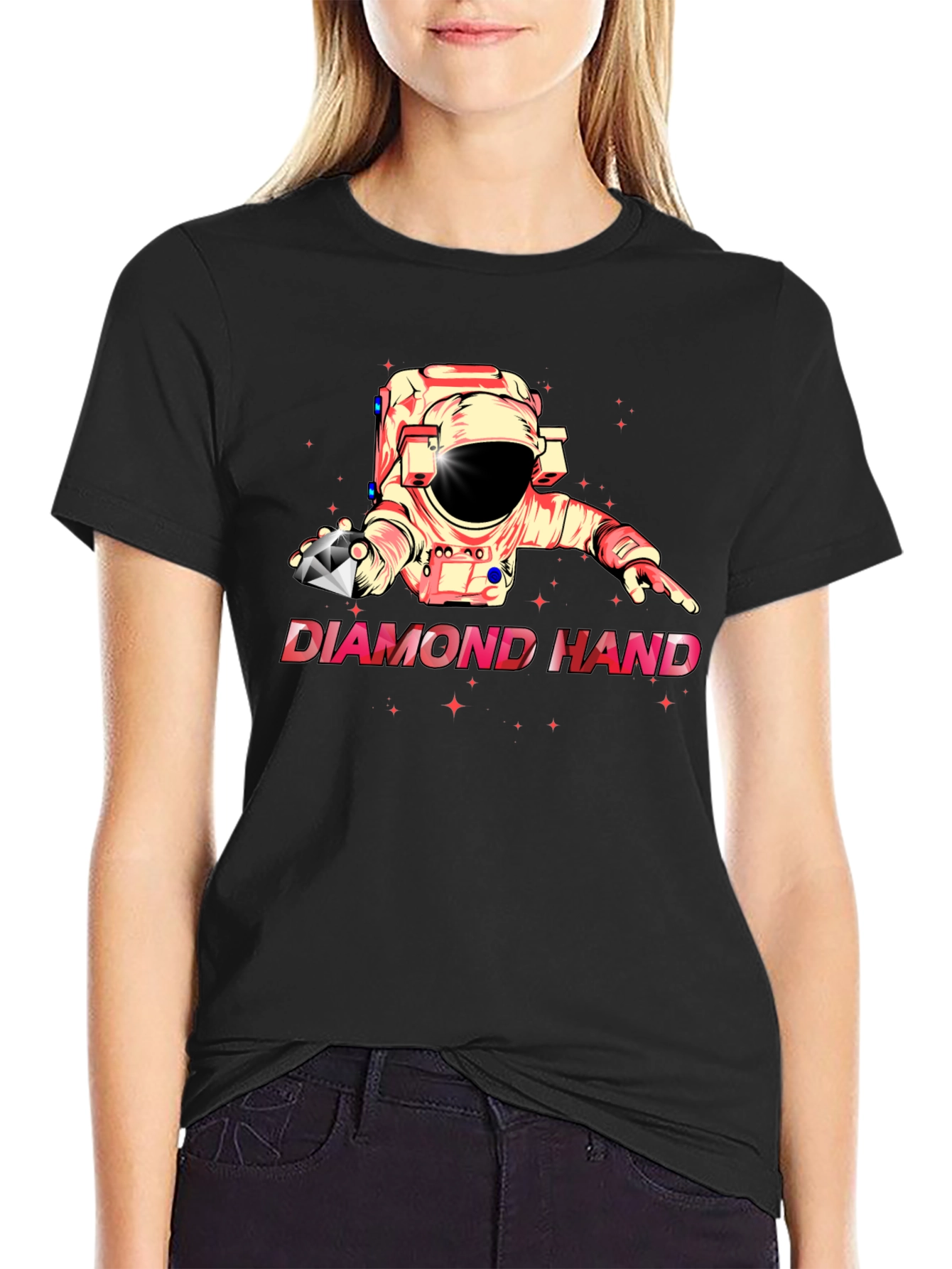 Diamond Hand Astronaut Black T-Shirt