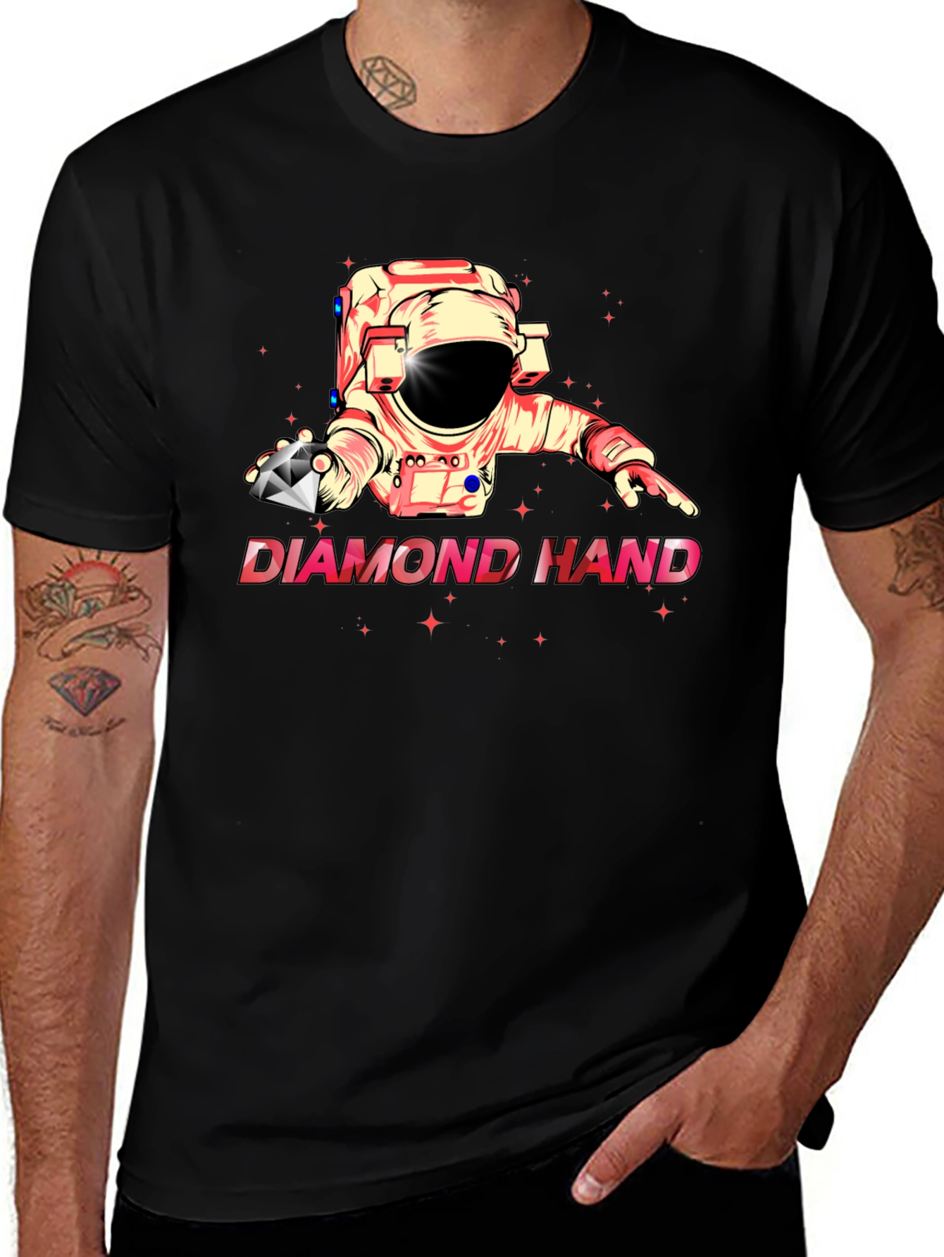 Diamond Hand Astronaut Black T-Shirt