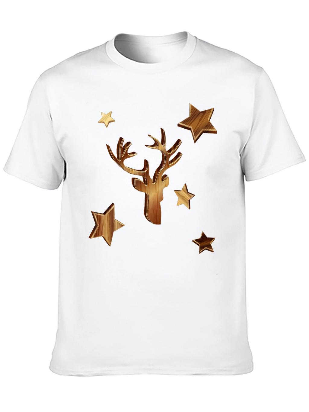 Wooden Deer & Stars Black T-Shirt