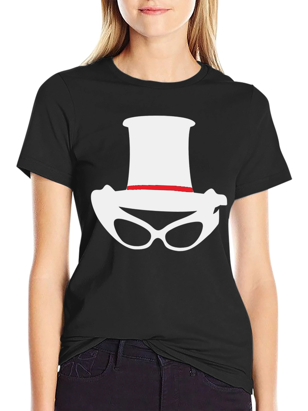 Novelty Hat and Glasses Black T-Shirt