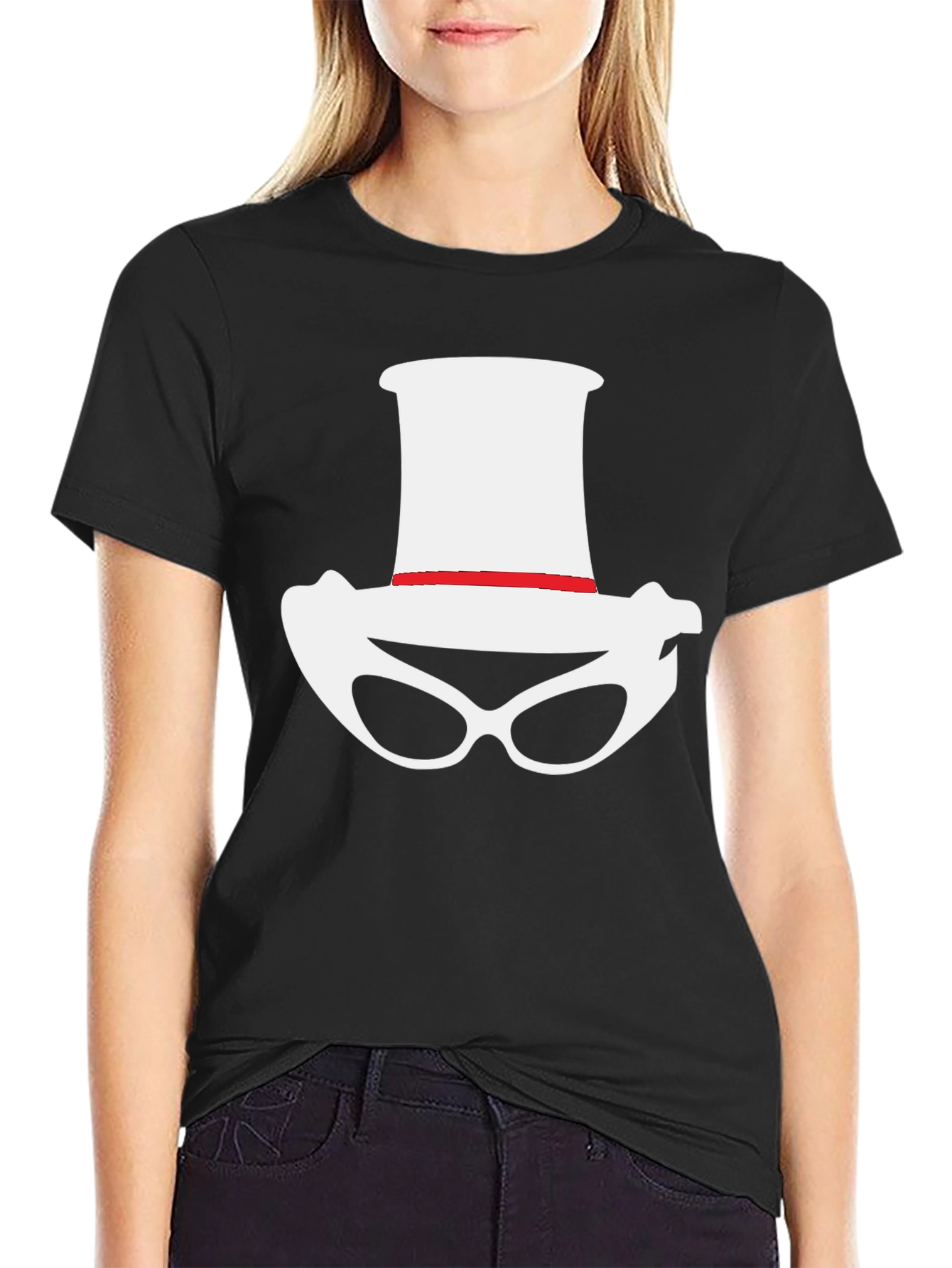 Novelty Hat and Glasses Black T-Shirt