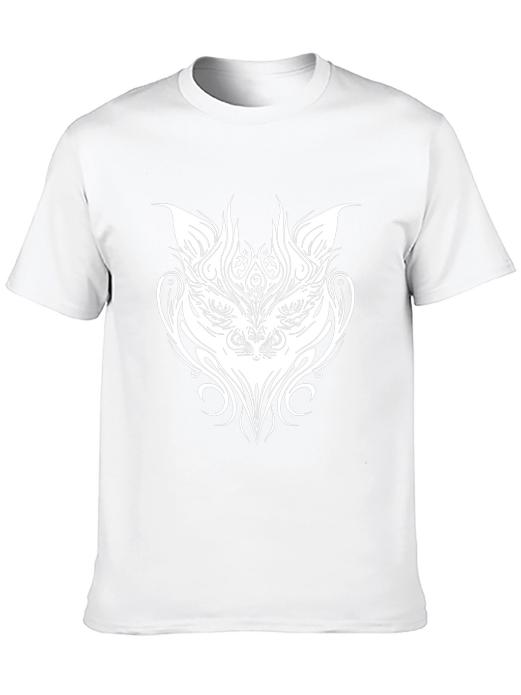 Tribal Cat Graphic Tee - Black Cotton T-Shirt