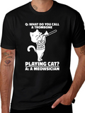 Meowsician Trombone Cat T-Shirt - Black