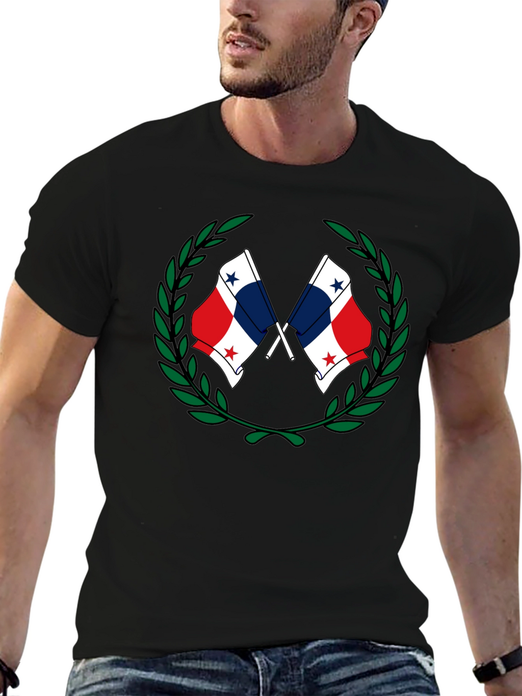 Panama Flag Laurel Wreath Graphic T-Shirt