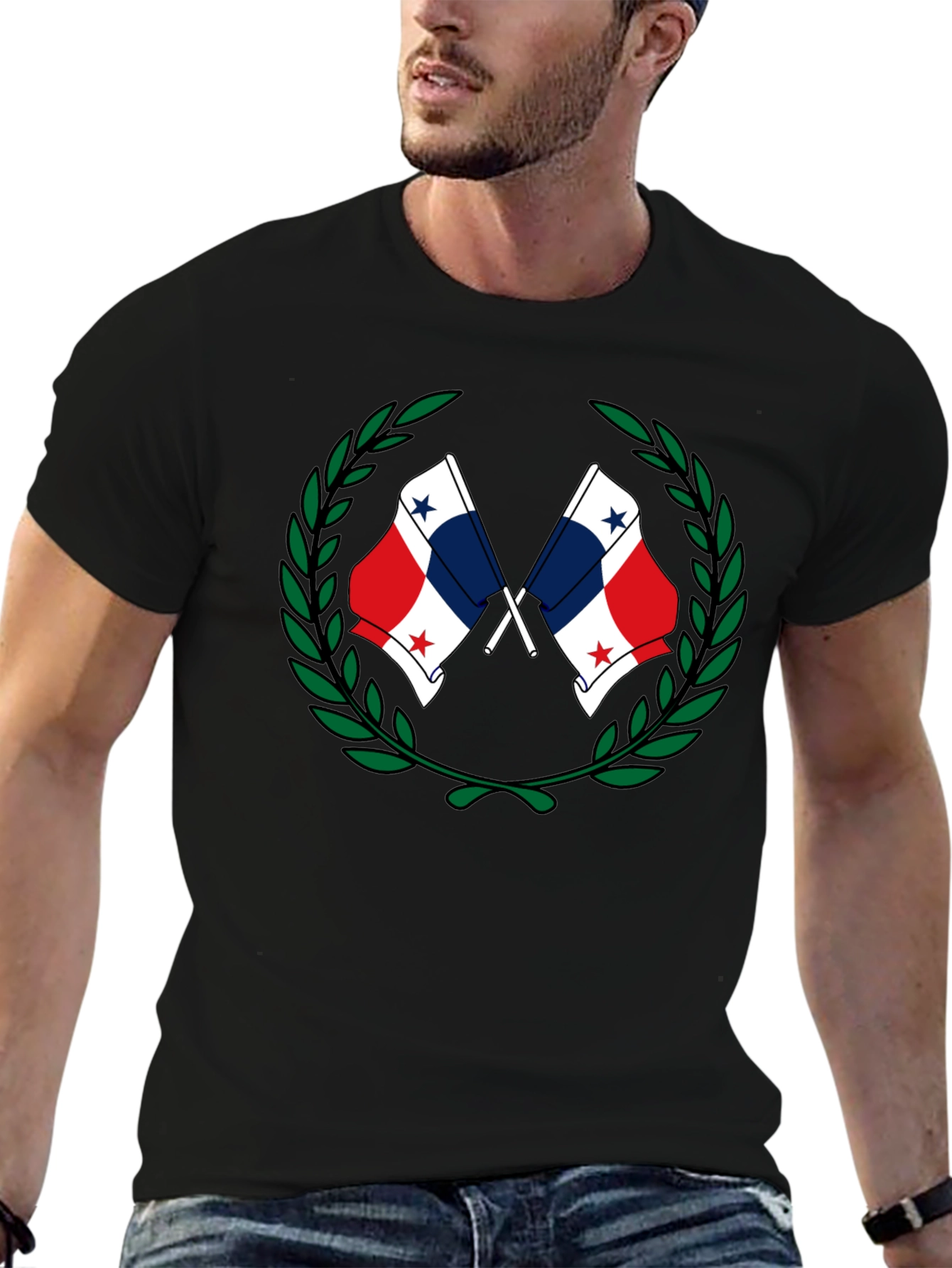 Panama Flag Laurel Wreath Graphic T-Shirt