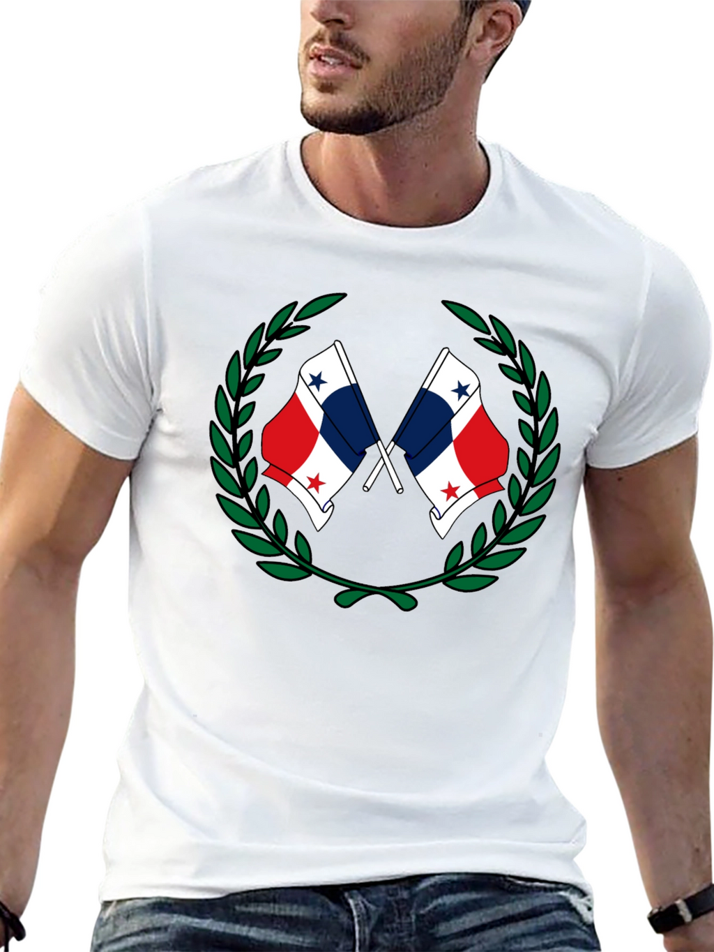 Panama Flag Laurel Wreath Graphic T-Shirt