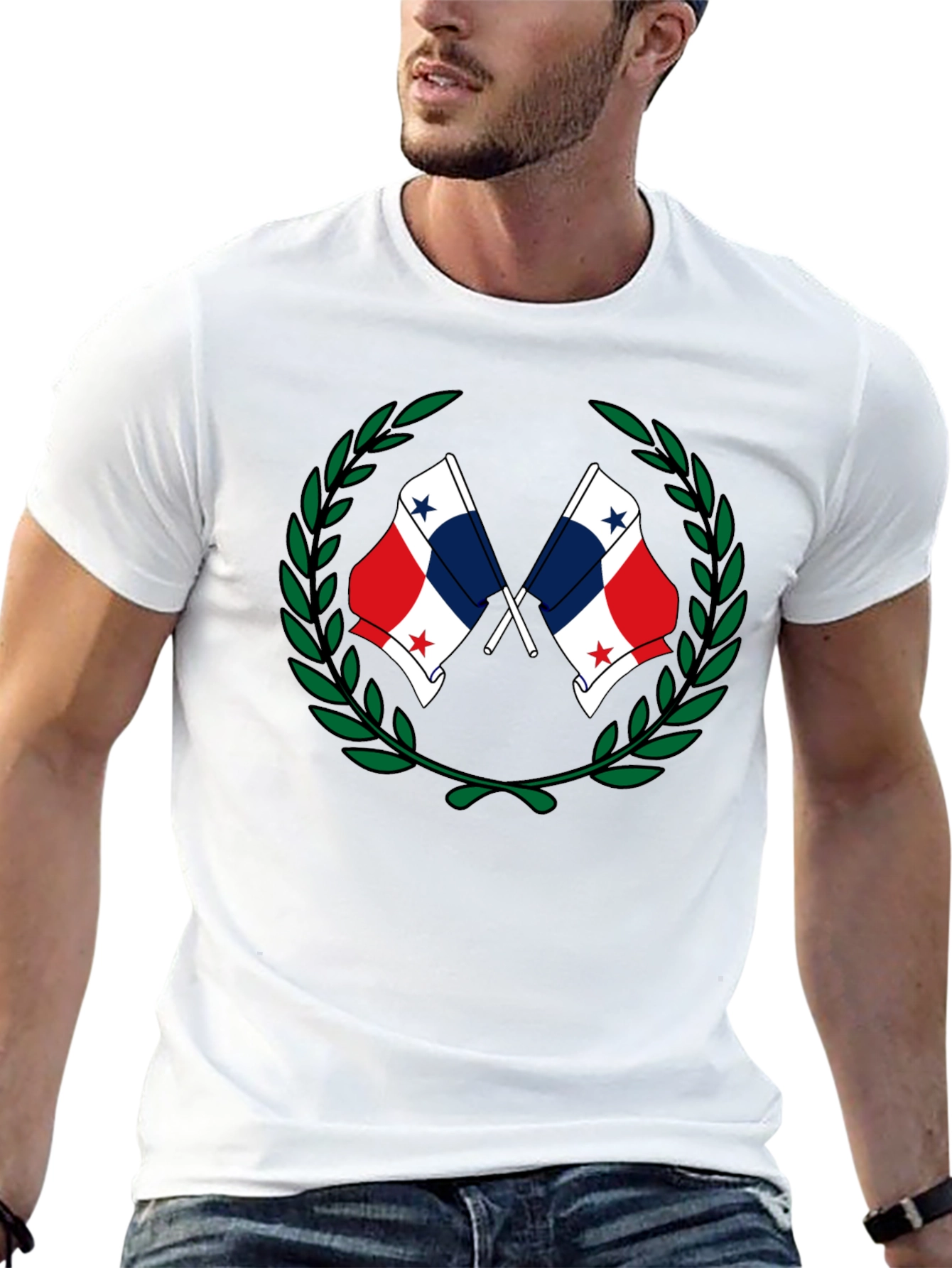 Panama Flag Laurel Wreath Graphic T-Shirt