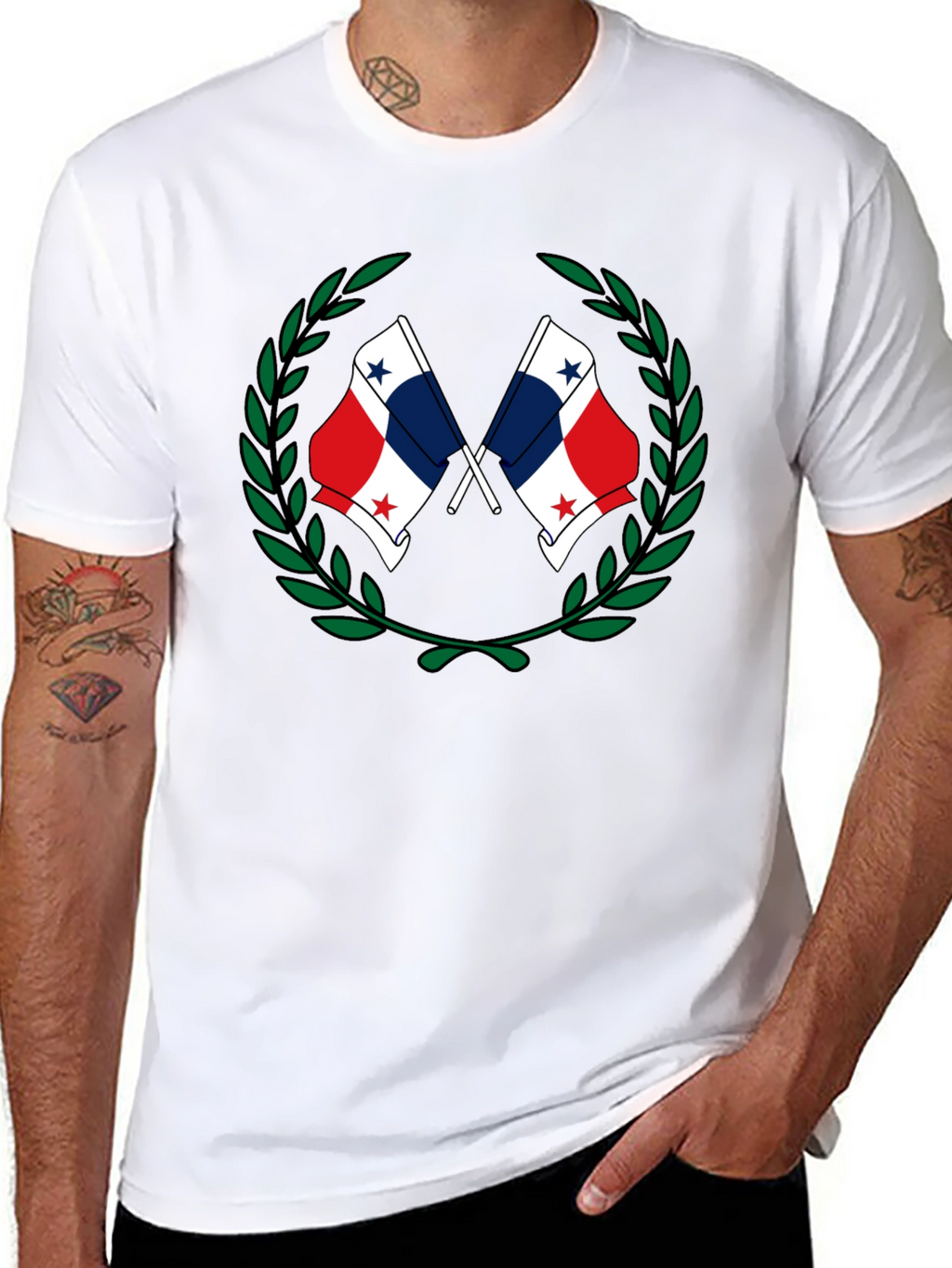 Panama Flag Laurel Wreath Graphic T-Shirt