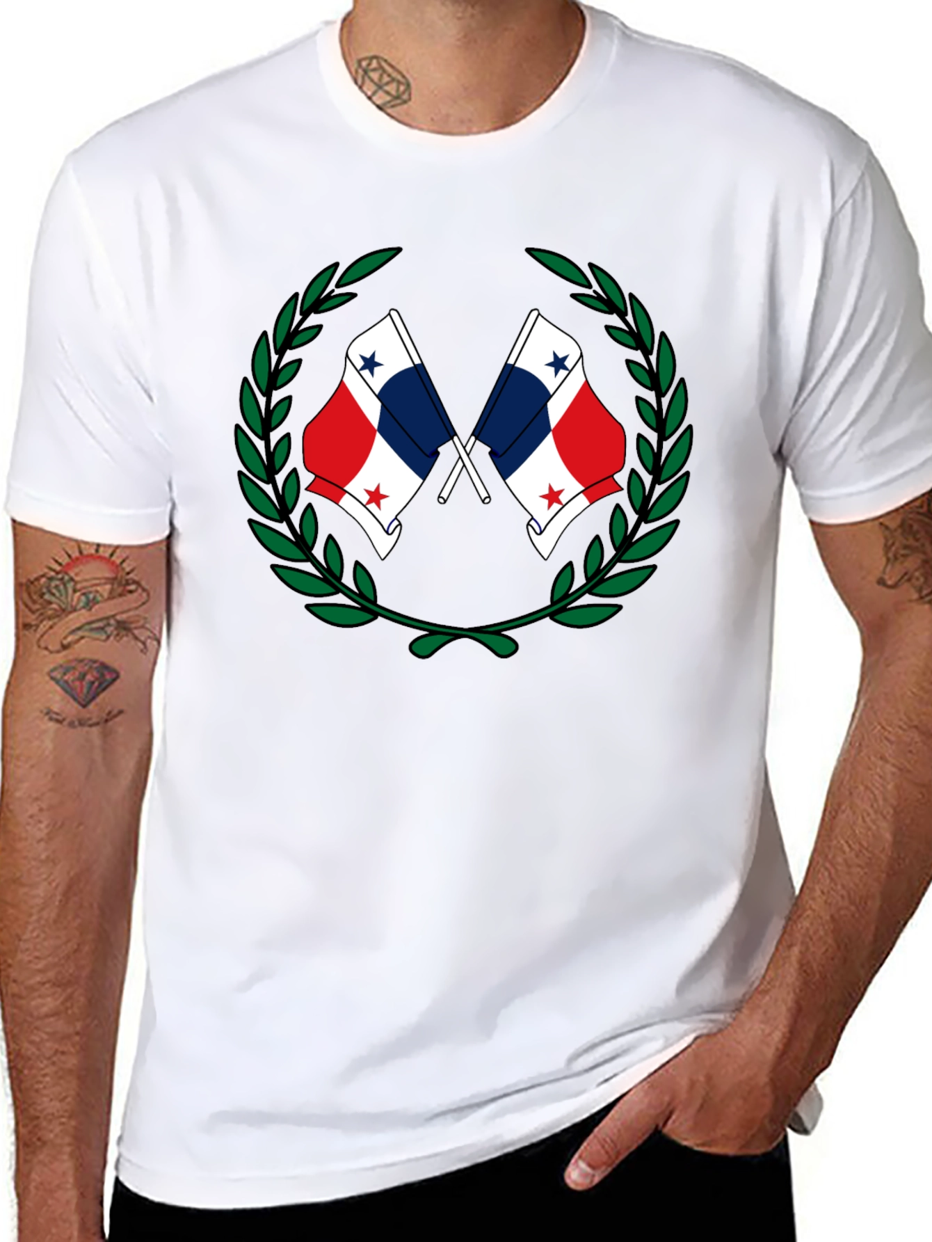 Panama Flag Laurel Wreath Graphic T-Shirt