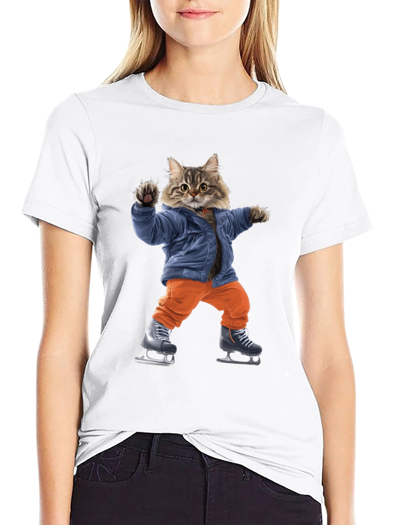 Cool Cat Ice Skating Graphic Tee