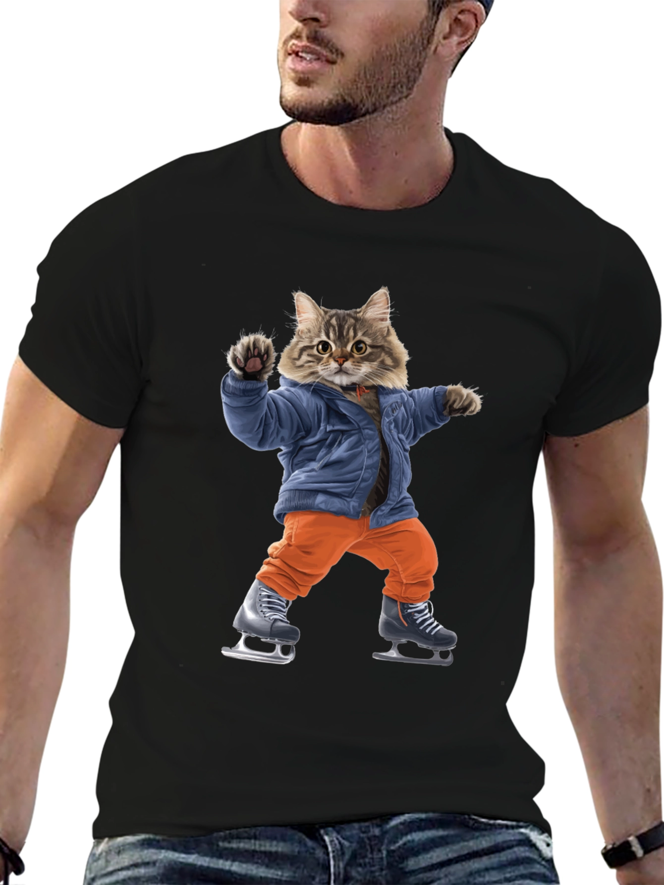 Cool Cat Ice Skating Graphic Tee