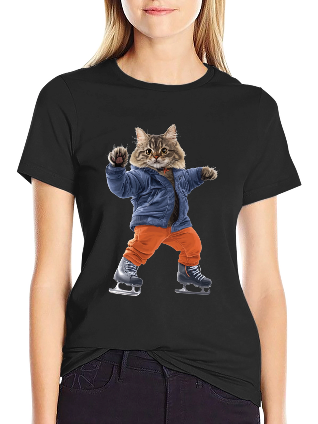 Cool Cat Ice Skating Graphic Tee