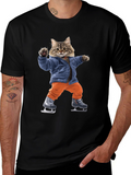 Cool Cat Ice Skating Graphic Tee