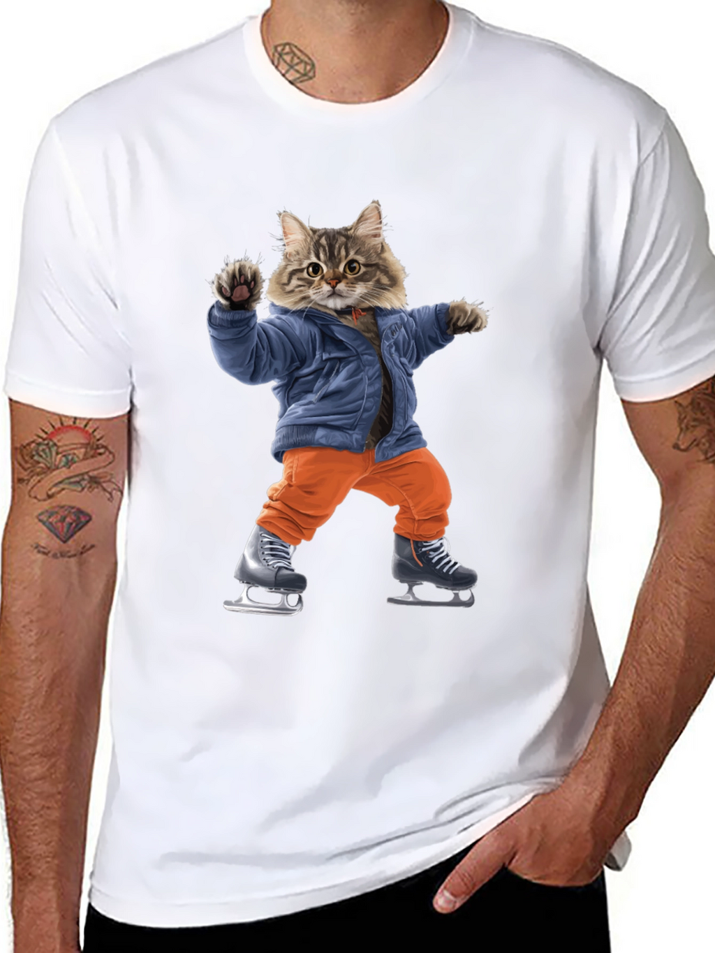 Cool Cat Ice Skating Graphic Tee