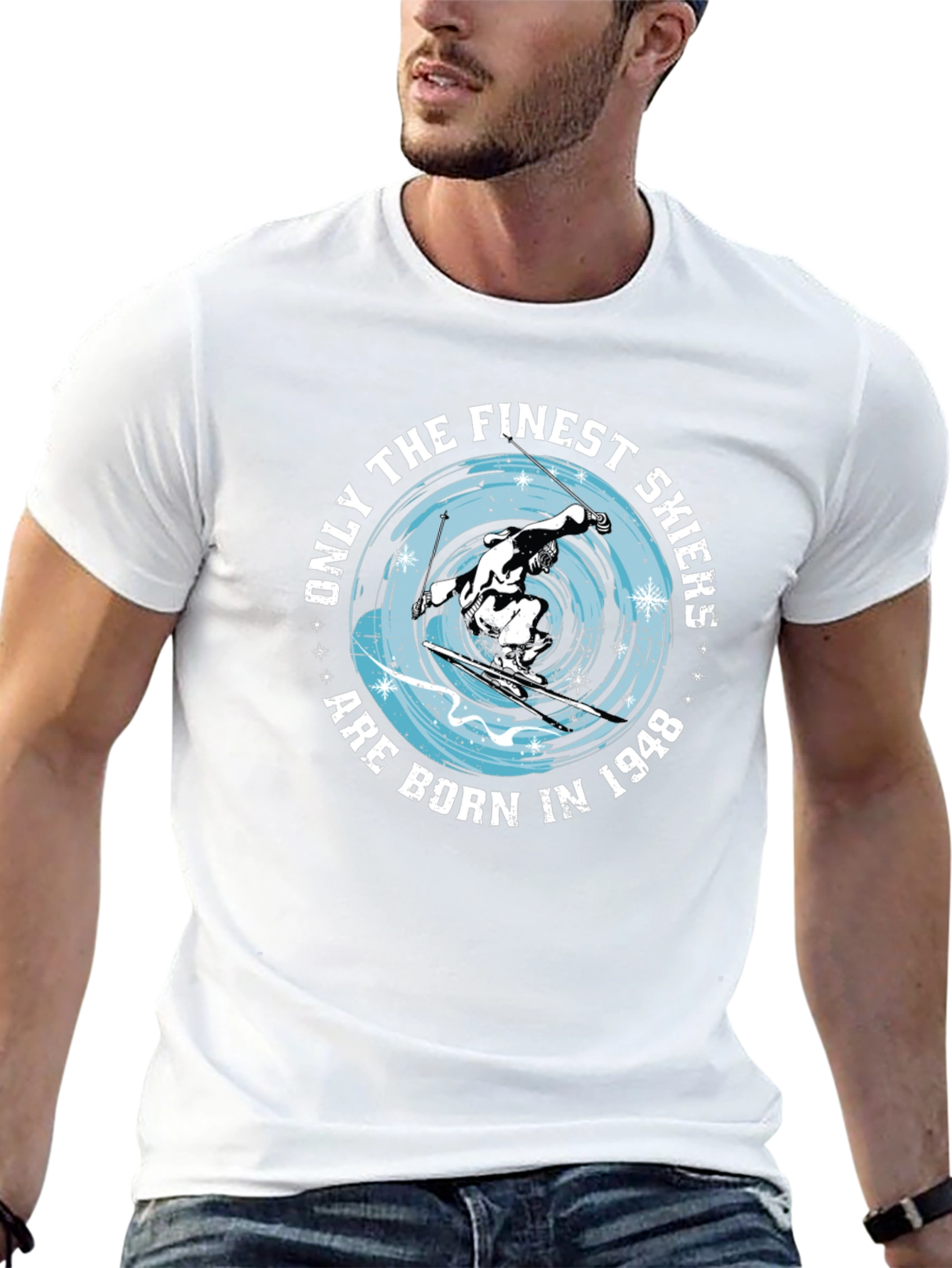 Finest Skiers Born in 1948 Black Graphic Tee