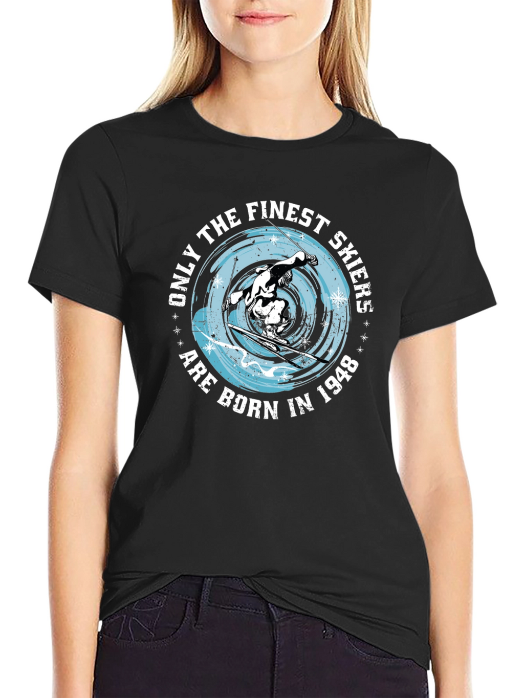 Finest Skiers Born in 1948 Black Graphic Tee