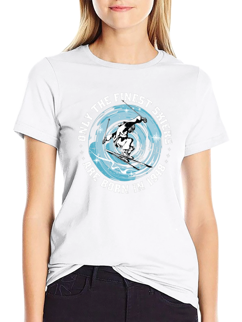 Finest Skiers Born in 1948 Black Graphic Tee