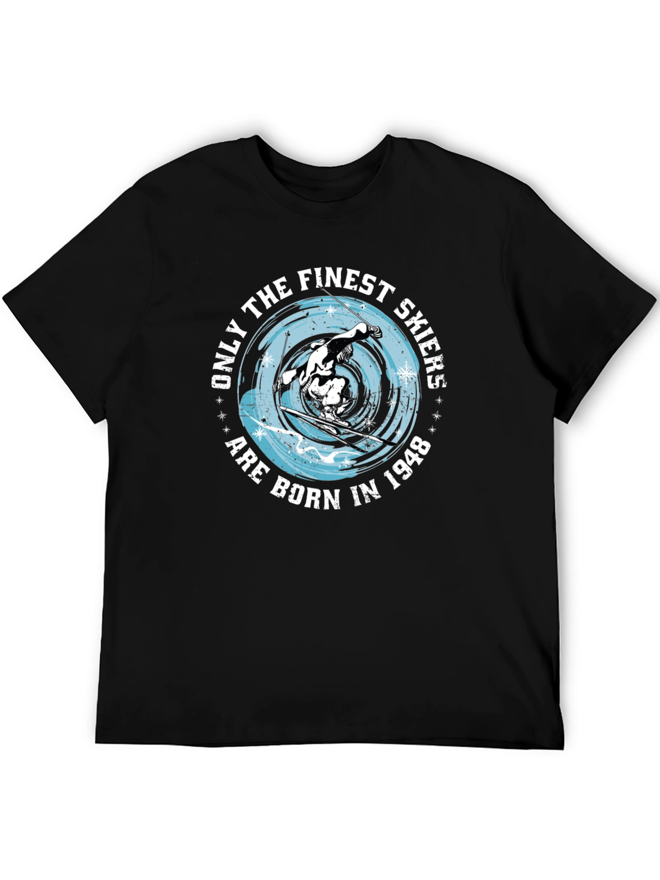 Finest Skiers Born in 1948 Black Graphic Tee