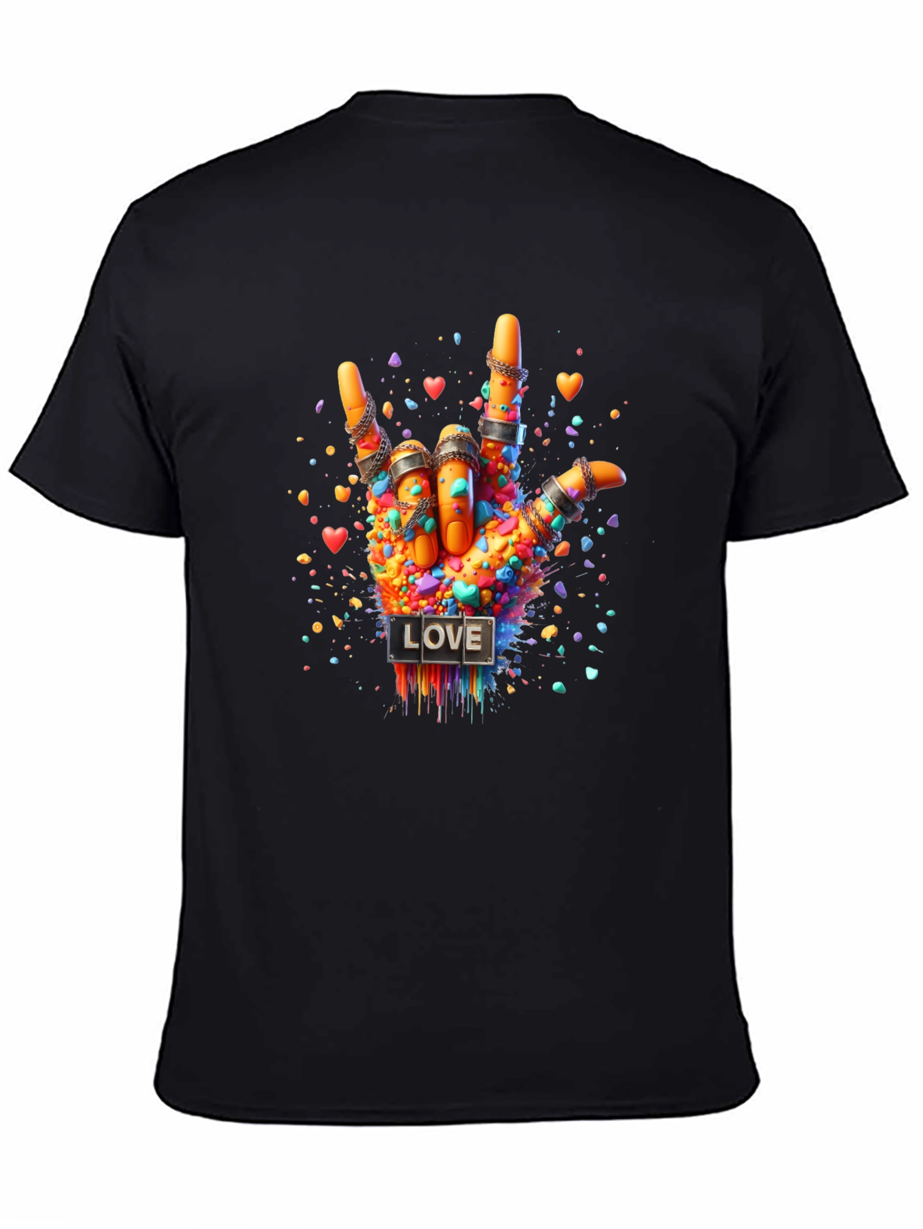 Love Sign Hand Graphic Tee - Colorful ASL Design