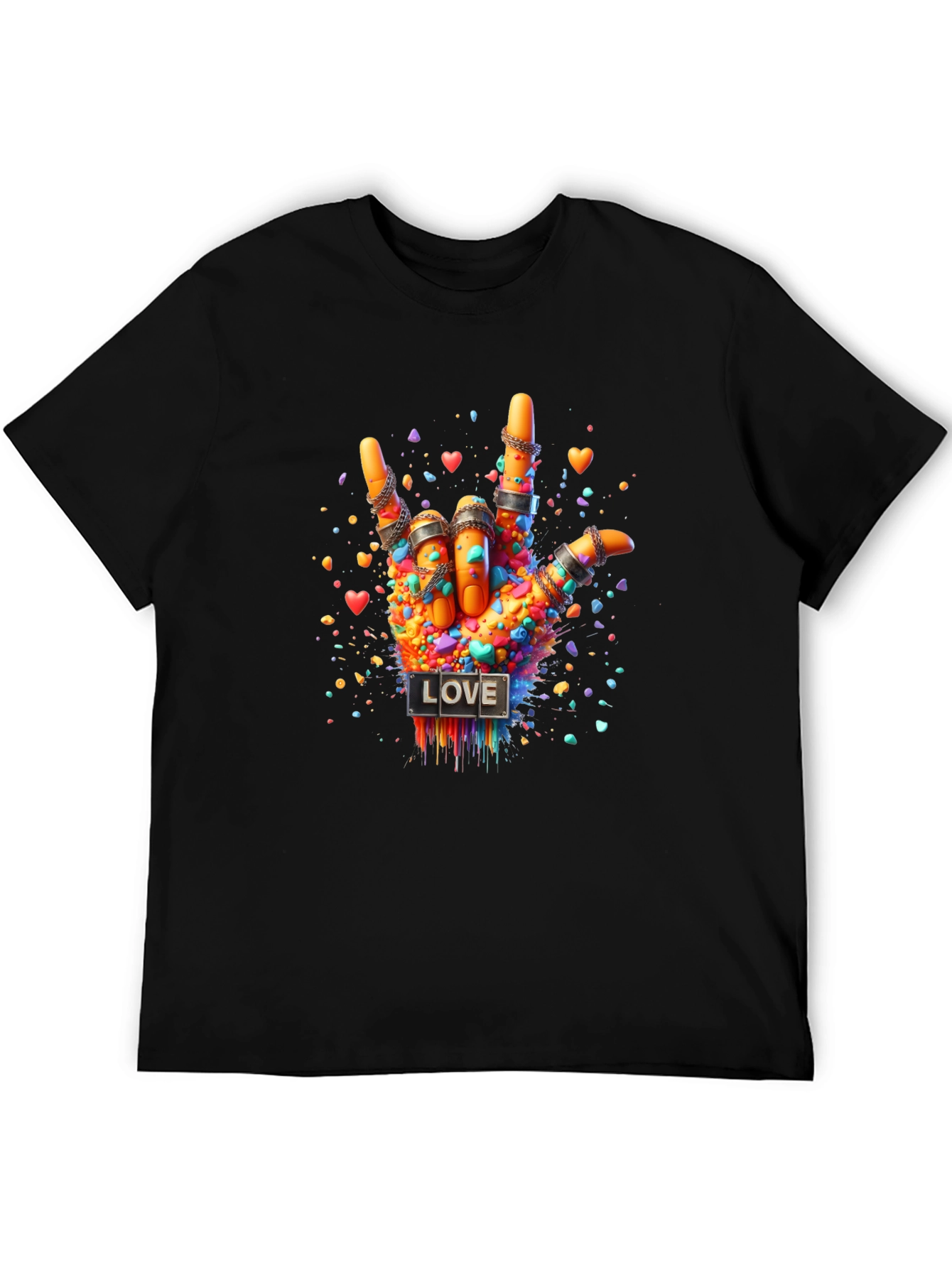 Love Sign Hand Graphic Tee - Colorful ASL Design