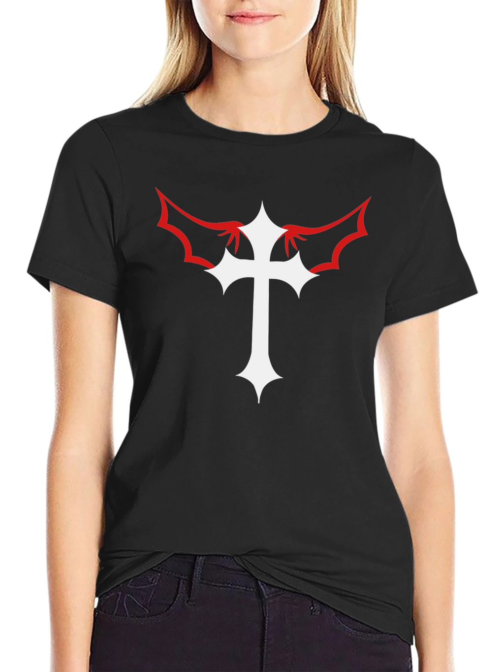 Cross With Wings Black Graphic Tee