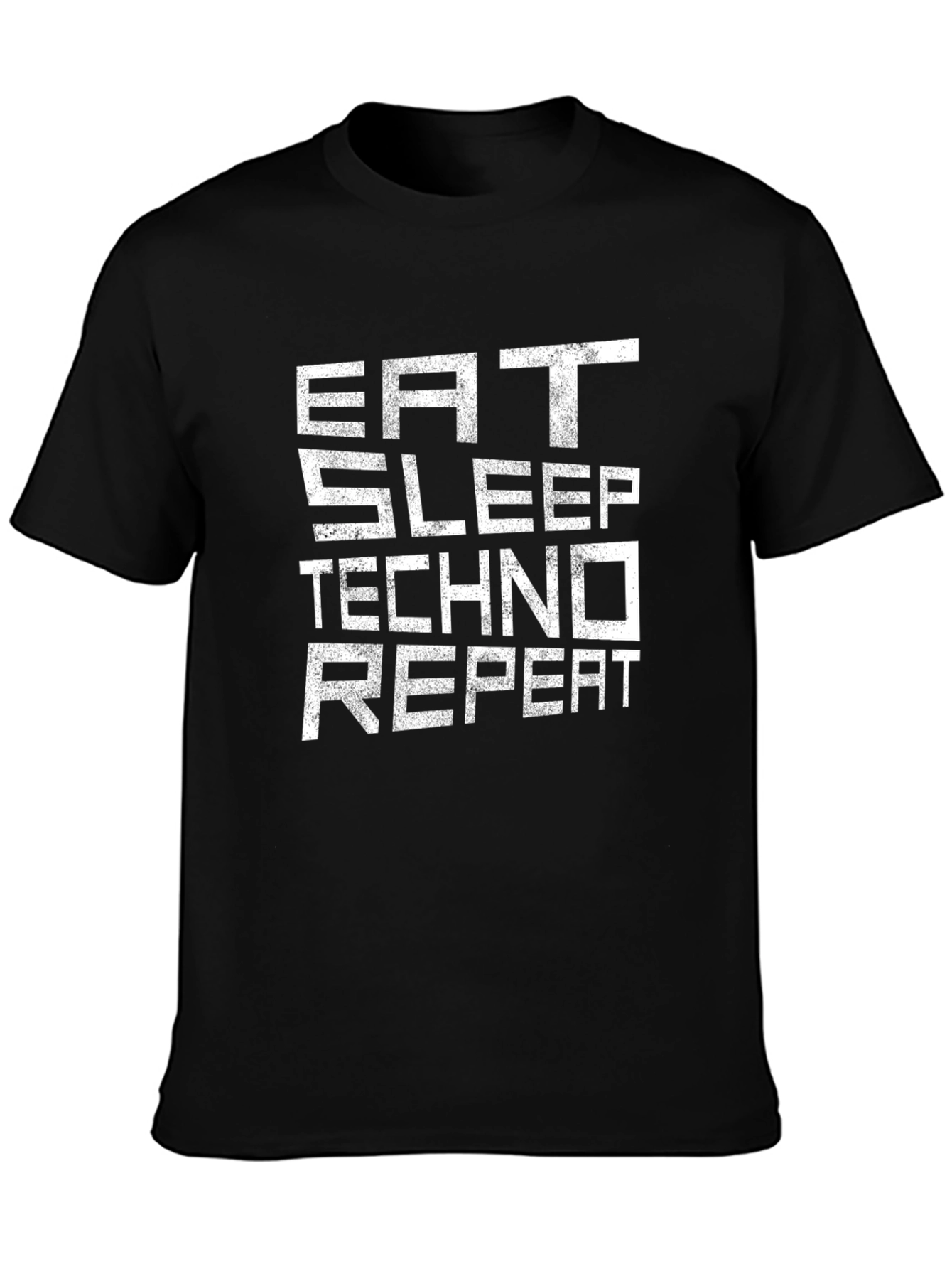 Eat Sleep Techno Repeat Black T-Shirt EDM Music Rave