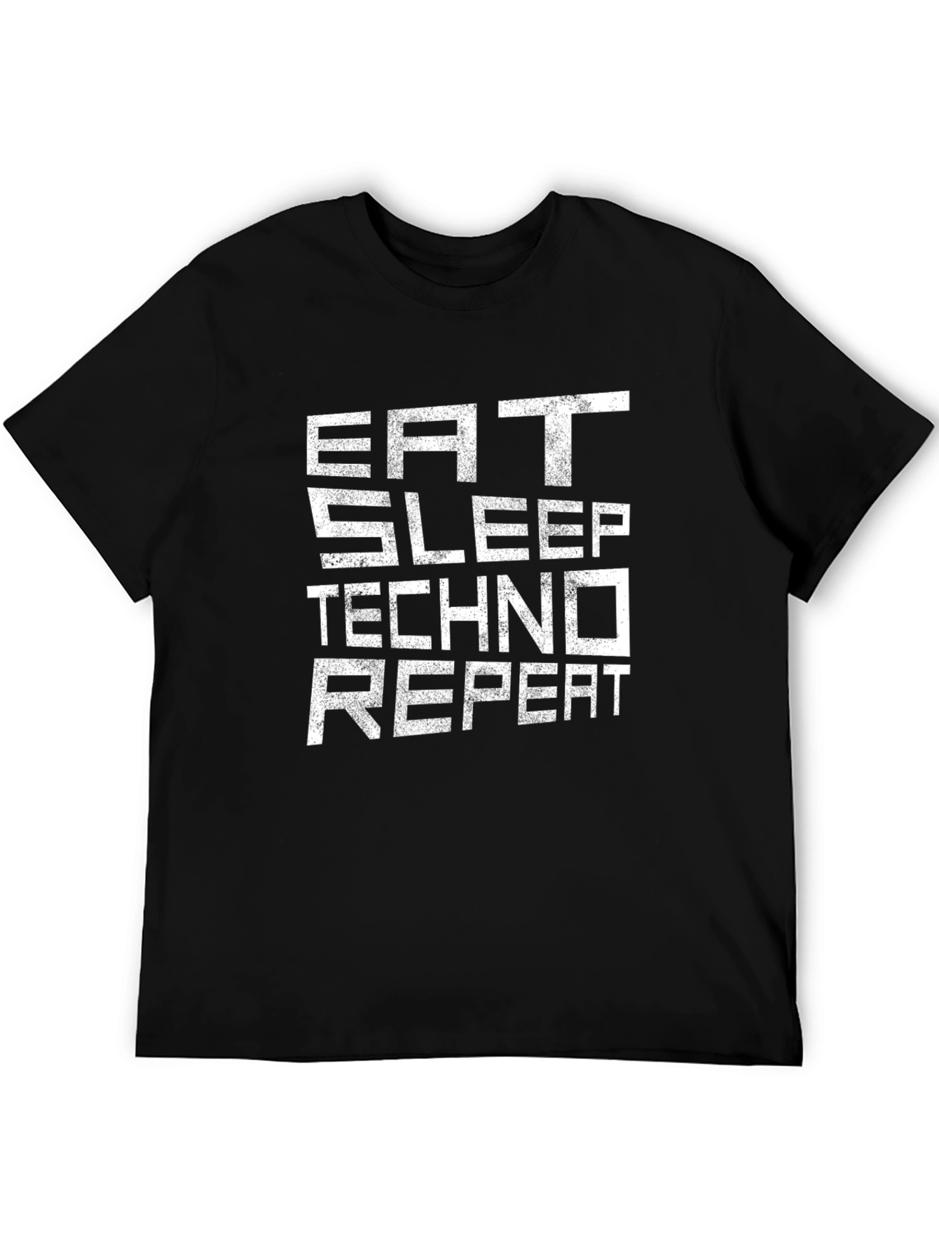 Eat Sleep Techno Repeat Black T-Shirt EDM Music Rave