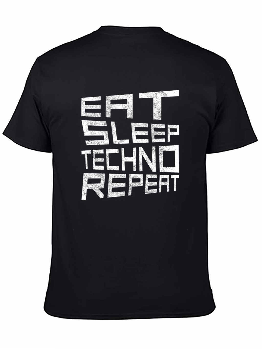 Eat Sleep Techno Repeat Black T-Shirt EDM Music Rave
