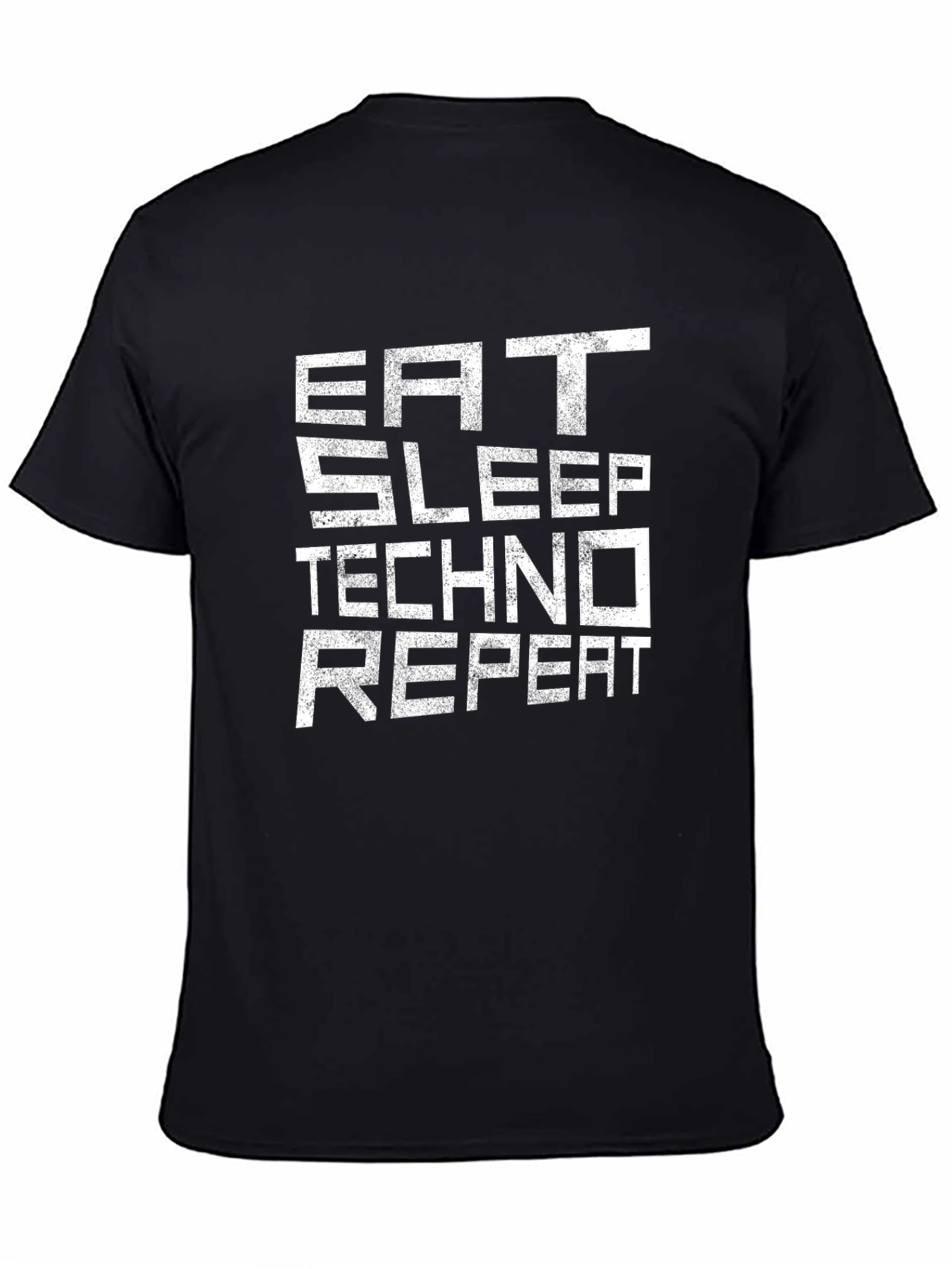 Eat Sleep Techno Repeat Black T-Shirt EDM Music Rave