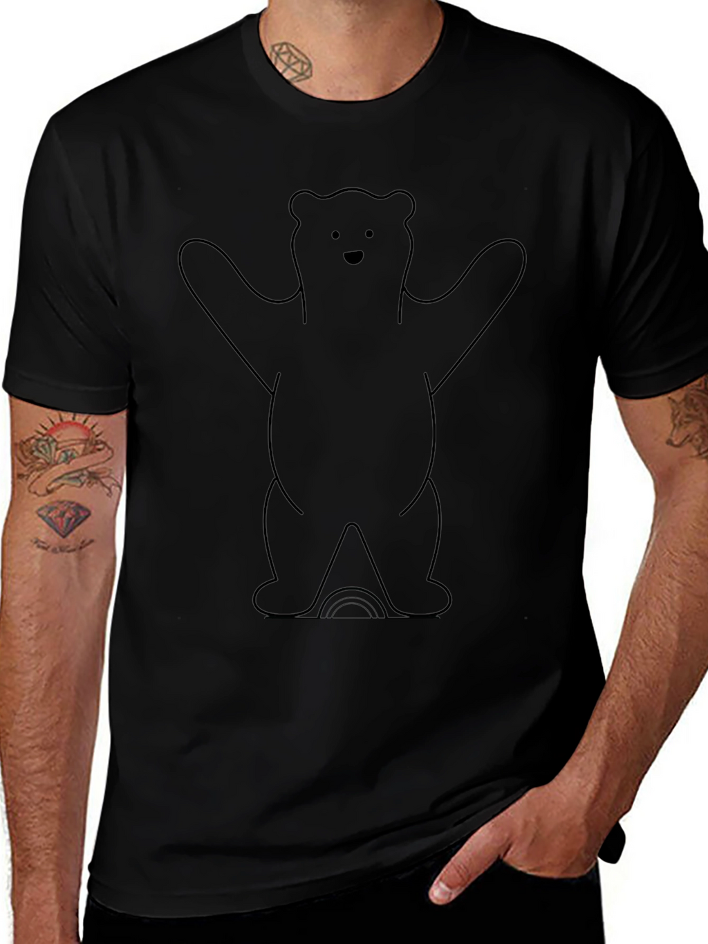 Bear Graphic Tee - Black Unisex T-Shirt