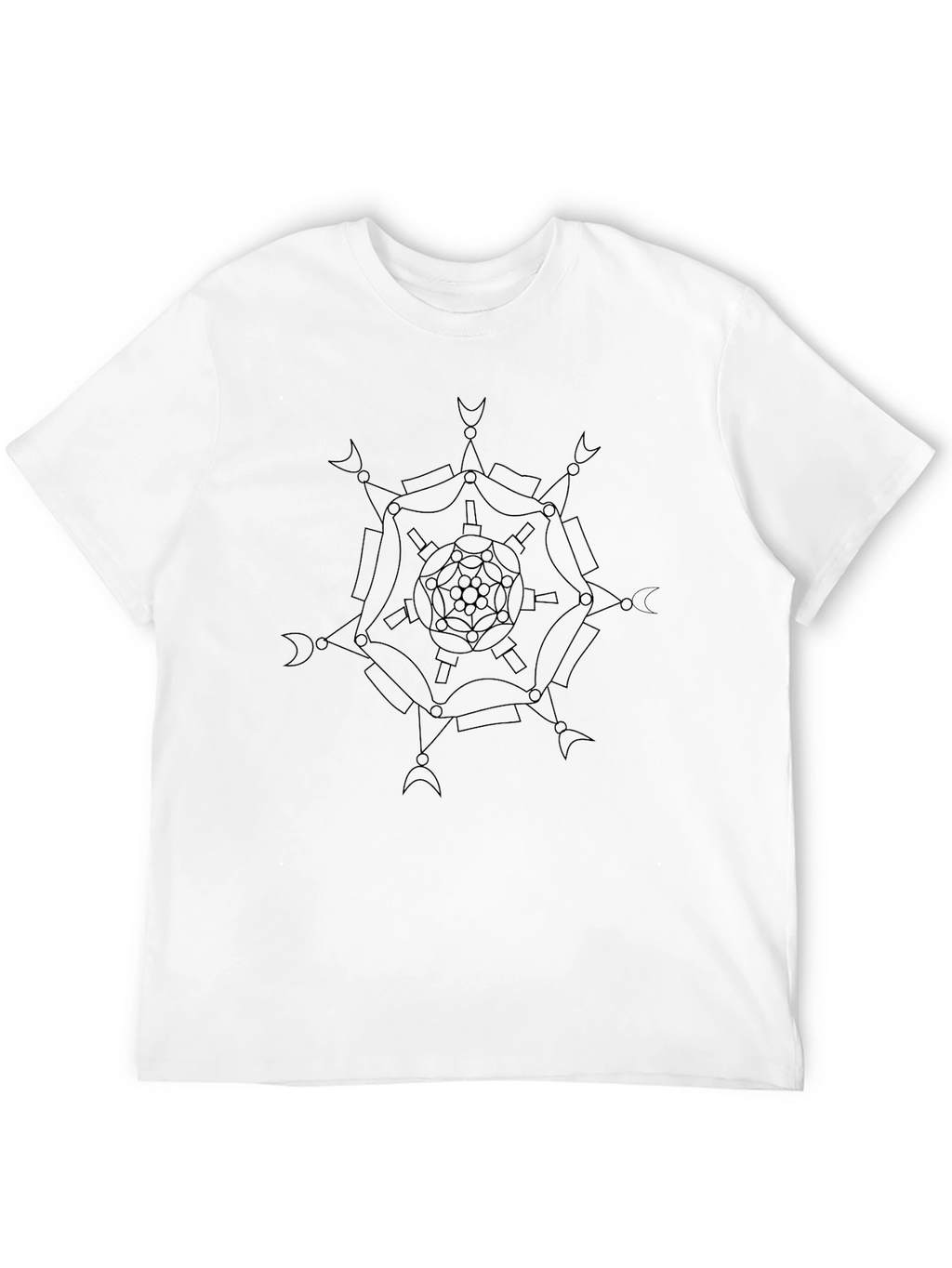 Abstract Geometric Mandala Graphic Black T-Shirt