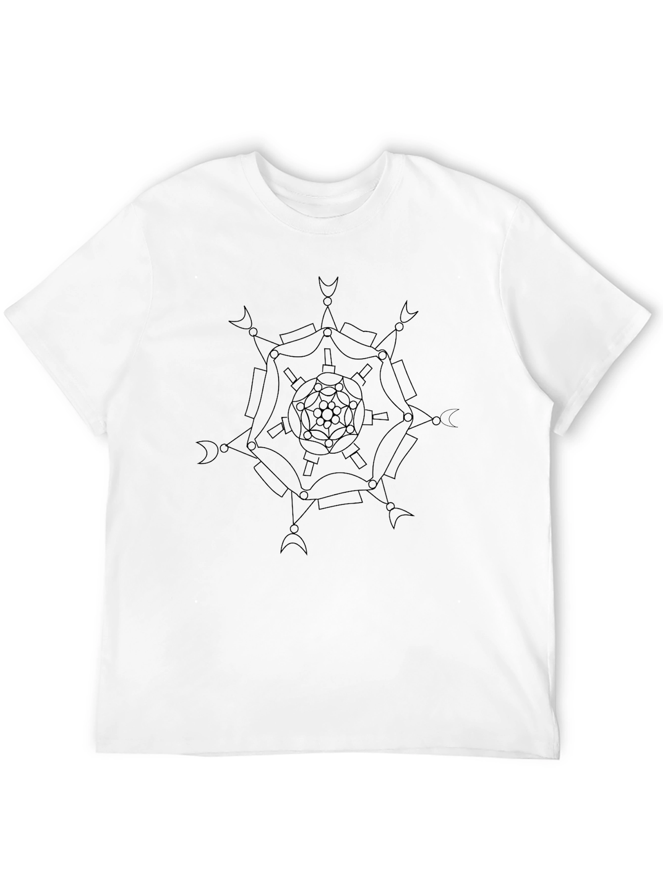 Abstract Geometric Mandala Graphic Black T-Shirt