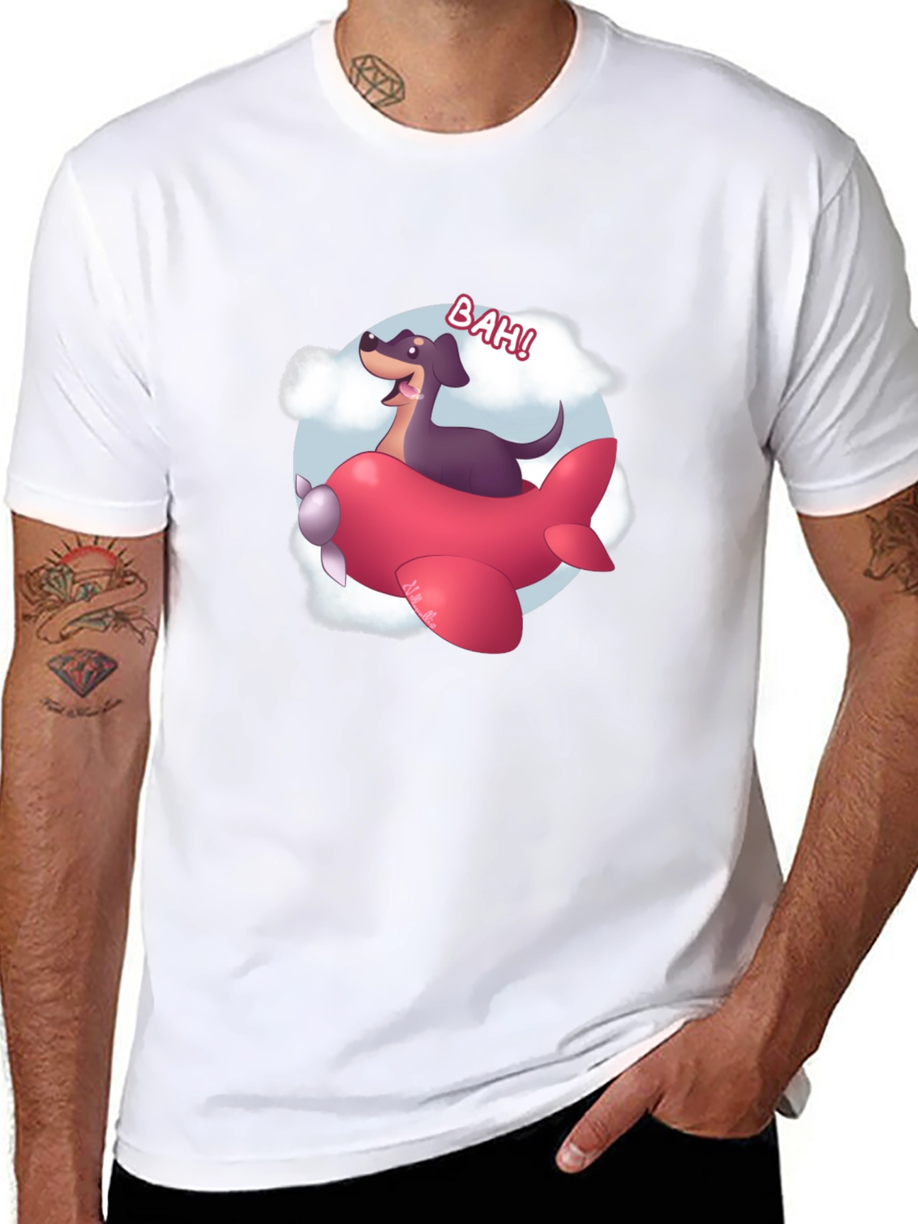 Dog Pilot Cartoon Graphic T-Shirt