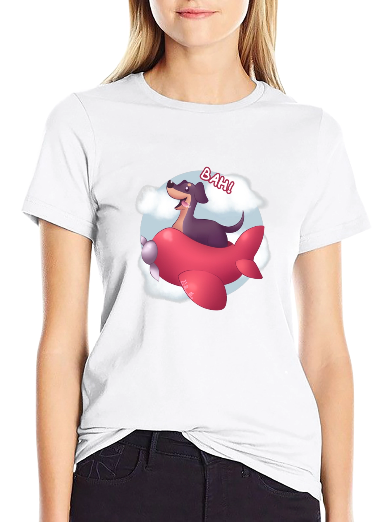 Dog Pilot Cartoon Graphic T-Shirt
